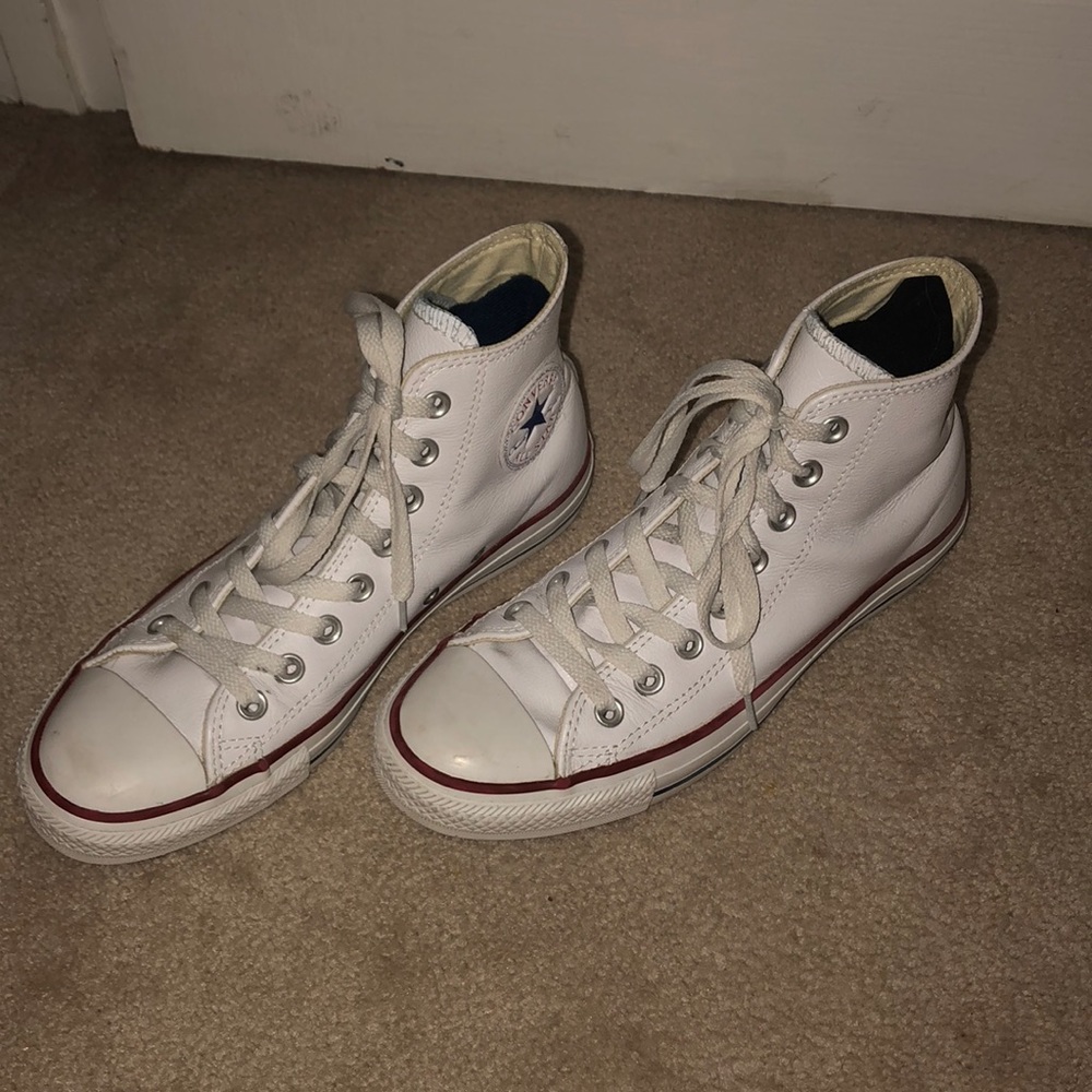 High top white leather Converse